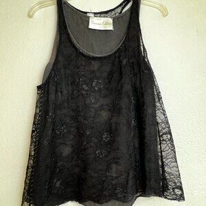 Anthropologie Black Lace Layered Sleeveless Top Fairy Goth Witchy Size XS